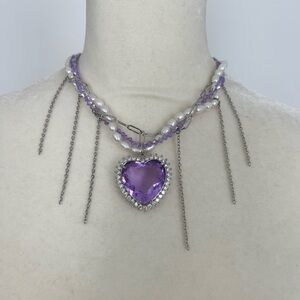 Purple Heart Pendant Necklace